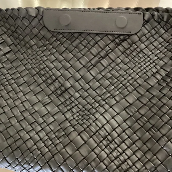 Falor Italy Handmade Black Woven Leather Large Shoulder Hobo Bag Magnetic Close - Picture 6 of 16